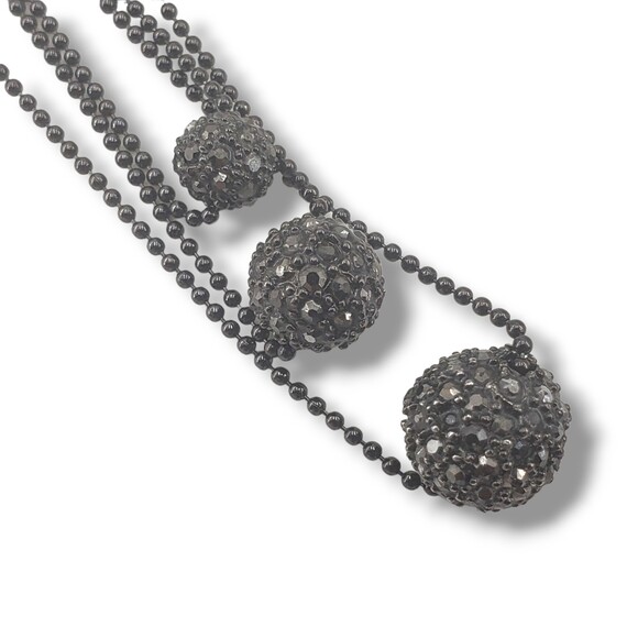 Lia Sophia Layered Multi Strand Hematite Tone Graduated Bead Necklace Adjustable - Picture 4 of 6